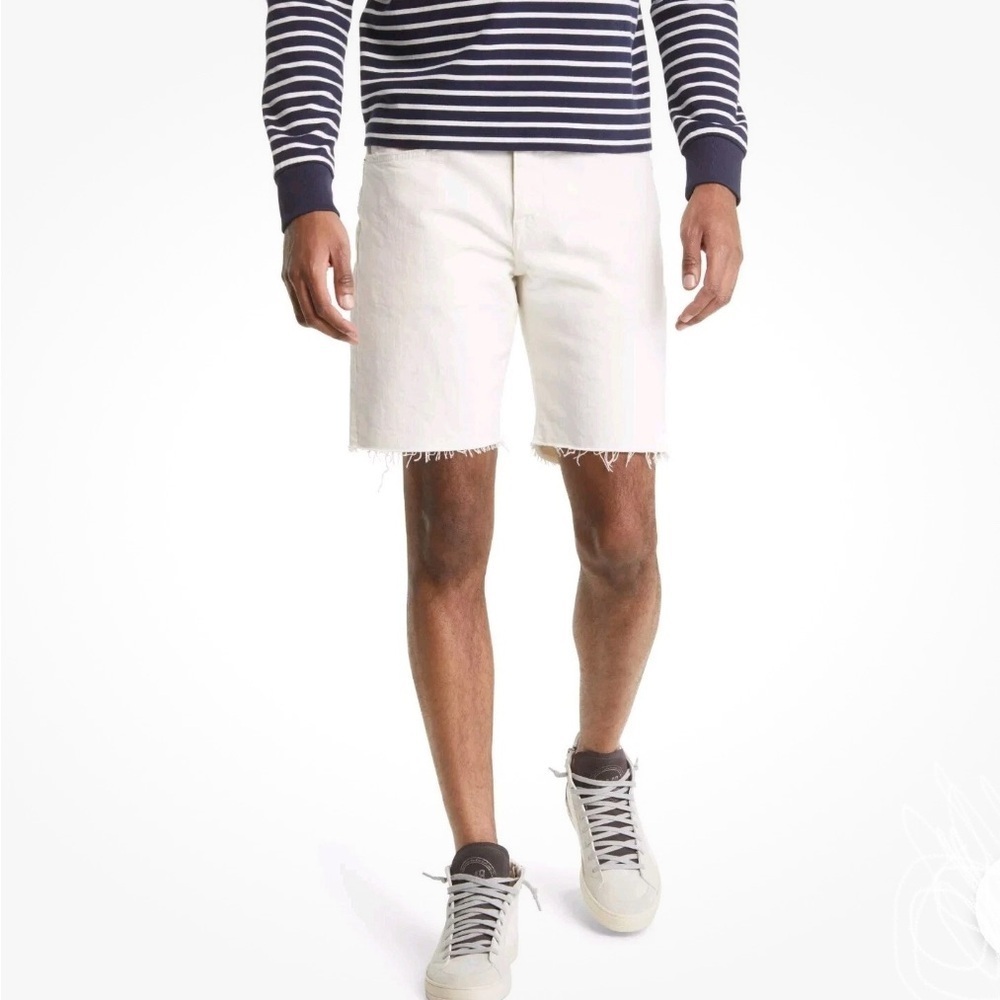 NWT FRAME Denim L’Homme Cut Off Jean Shorts in Off White $175 size 38